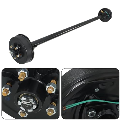 Thomletha 3500lbs Capacity Trailer Electric Brake Axle 5 Lug-4.5 inch Trailer Axle 95 inch Hub Face 80 inch Spring Center