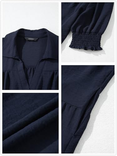 Dokotoo Womens Summer Dresses for Women 2026 Spring Dress Casual V Neck Flowy a Line Mini Dress 2026 Fashion Trendy Baby Doll Dresses Texture Vacation Plus Size Women's Clothing Outfits Navy Blue