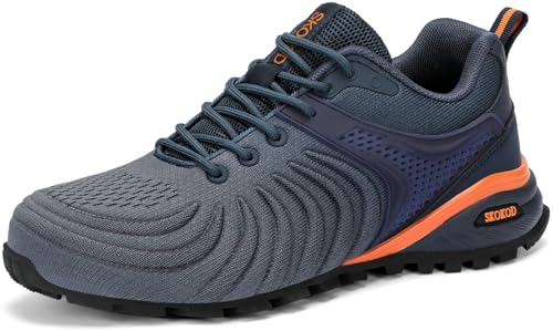 SKOKOD Men's Steel Toe Shoes Composite Work Safety Casual Fashion Sneakers Industrial Construction Comfortable Puncture Proof Indestructible Grey 9