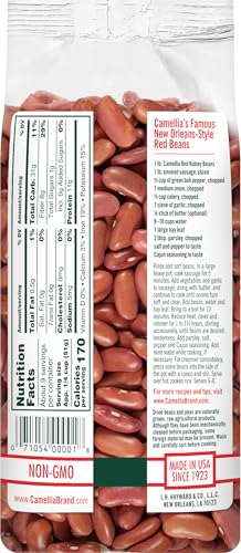 Camellia Brand Dried Red Kidney Beans – Premium Non-GMO Dry Beans, High Protein Plant-Based Food for Red Beans and Rice, Chili, Soups, Meal Prep, and Cajun Cooking 1 Pound (Pack of 6)