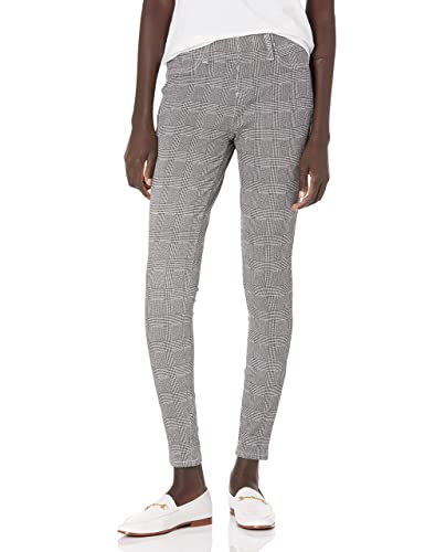 Amazon Essentials Women's Pull-On Mid Rise Stretchy Knit Jegging (Available in Plus Size), Black Grey Glen Plaid, Large