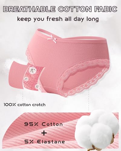 ALL OF ME Women Cotton Underwear Sexy Criss Cross Lace Trim Low Rise Cheeky Bikini Panties 6 Pack