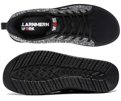 LARNMERN Steel Toe Shoes Men Hands Free Work Shoes Slip On Safety Toe Sneakers Lightweight Comfortable Walking(10.5, Grey Black)