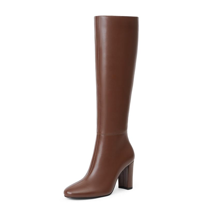 Modatope Knee High Boots for Women Chunky Heel Rounded Toe Womens Tall Boots