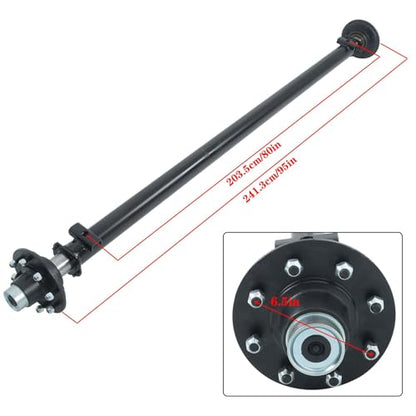 labwork 7000Lbs 8 Lug Trailer Axle 95 Inch Hub Face 80 Inch Spring Center 8 x 6.5 Bolts for Light Duty Trailers
