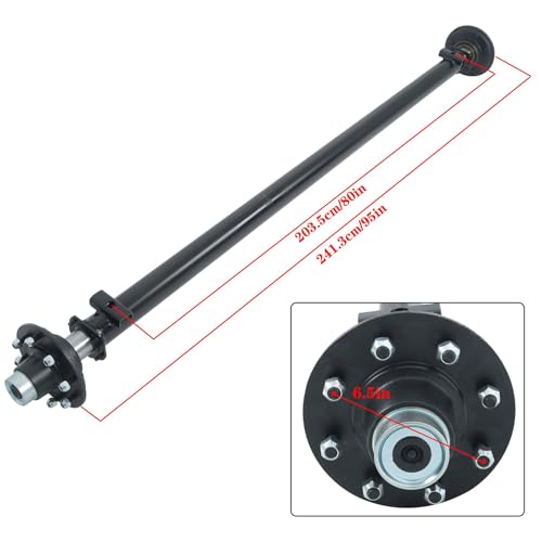 labwork 7000Lbs 8 Lug Trailer Axle 95 Inch Hub Face 80 Inch Spring Center 8 x 6.5 Bolts for Light Duty Trailers