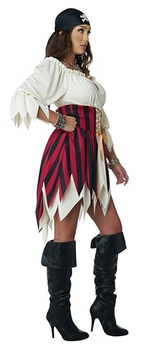 Women's Sultry Sea Pirate Costume - Renaissance Dress with Corset and Bandana