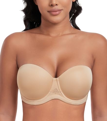 DotVol Women's Multiway Strapless Bra Full Figure Underwire Contour Beauty Back Plus Size Bra(34DDD, Beige)