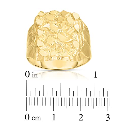 Floreo Men's 10k Yellow Gold 17.5mm Lite Square Nugget Ring, Size 12
