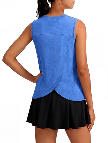 Alaroo Workout Tops for Women Sleeveless Yoga Athletic Tank Tops Fitness Clothing Running Gym Shirts Exercise Crew Neck Sky Blue L