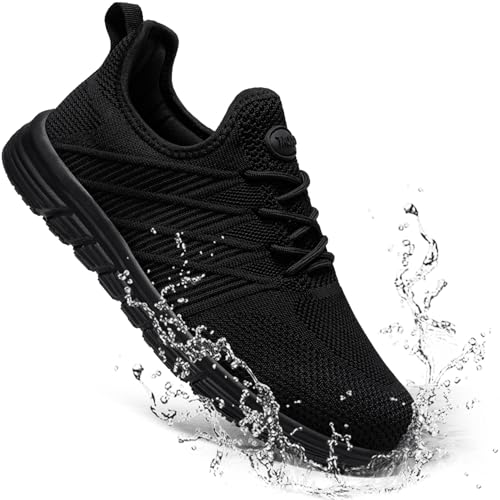 Taquco Slip Resistant Work Shoes for Men Slip On Sneakers Black Non Slip Work Shoes Water Resistant Nonslip Work Shoe Lightweight Zapatos de Trabajo para Hombres (Black,10.5)