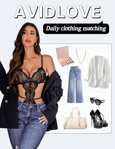 Avidlove Lace Lingerie Bodysuit for Women Sexy One Piece Teddy Cut Out Babydoll Sleepwear Black