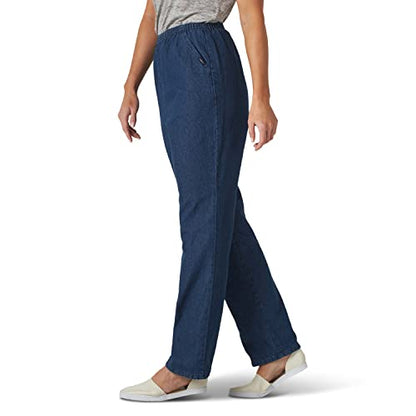 Chic Classic Collection Women's Cotton Pull-On Pant with Elastic Waist, Original Stonewash Denim, 16 Petite