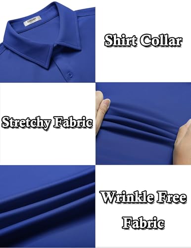 COOFANDY Men's Untucked Shirts Short Sleeve Regular Fit Summer Button Down Shirts Classic Blue XXL