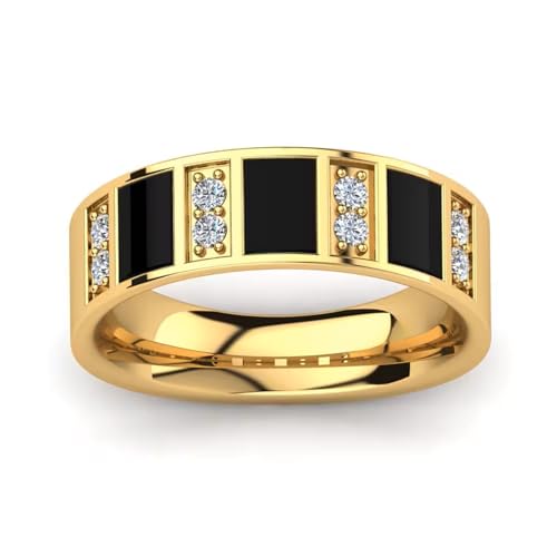 Weddding Band for Men Black Onyx Men's Wedding Rings Signet Band 925 Sterling Silver 10K 14K 18K Gold Size6-14(S4)