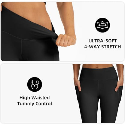 SUNCLOVE 3 Pack Capri Leggings for Women with 2 Pockets High Waisted Tummy Control Womens Capri Leggings