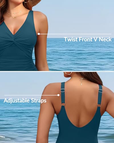 Holipick Green Women Tummy Control One Piece Swimsuit - Push Up Bathing Suit Full Coverage Slimming Swimwear XXL