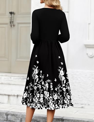 Zeagoo Midi Dress for Women 2026 Casual 3/4 Sleeve Long Dress Floral Summer Boho Dress Hawaiian Vocation Beach Sundress
