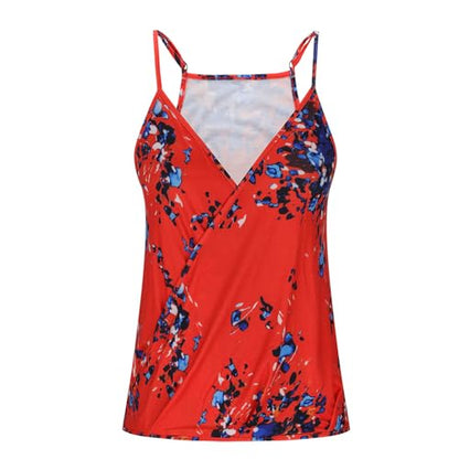 Summer Tops for Women 2025 Vacation Women's Tank Tops Spaghetti Strap Deep V Neck Casual Shirts Soft Relaxed Fit Fashion Flawy Hawaiian Summer Clothes