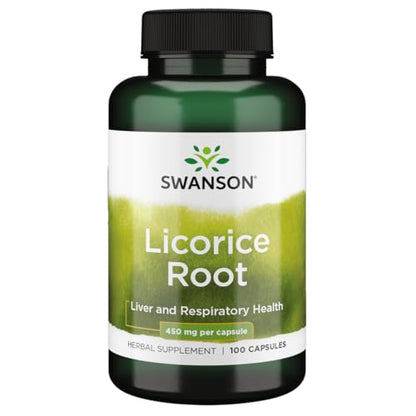 Swanson Premium Brand Licorice Root 450 Milligrams 100 Capsules