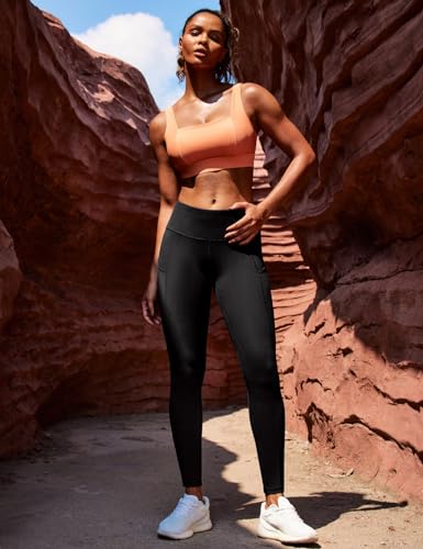 Ewedoos Leggings with Pockets for Women High Waisted Athletic Workout Compression Leggings Tummy Control Yoga Pants Women Black