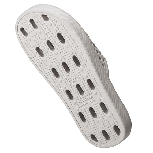 clootess Shower Shoes Slide for Men and Women Holes Bath Slipper Bathroom Sandal Pool Gym College Dorm Non-Slip Grey 44.45