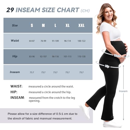 Leafigure Maternity Flare Leggings with Pockets Over The Belly Yoga Pants for Workout Soft Pregnancy Activewear Black XL