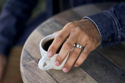 Ridge Beveled Ring Set 8mm - Platinum - 9.5