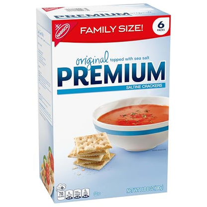 Premium Original Saltine Crackers, Lunch Snacks, Family Size, 24 oz