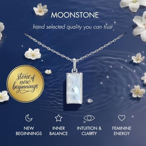 HOPE LOVE SHINE New Beginnings Rainbow Moonstone Sterling Silver Necklace for Women - Meaningful Jewelry