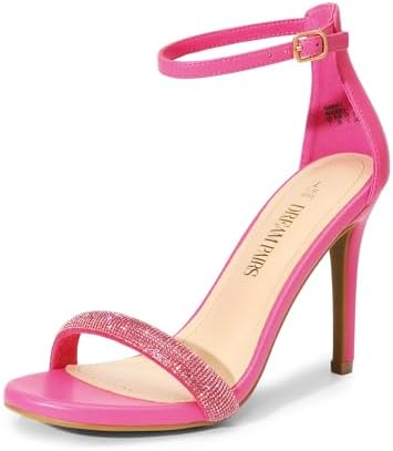 Women's Floral Ankle Strap Stiletto Heeled Sandals – Open Toe Dressy Party Shoes