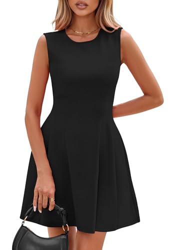 PRETTYGARDEN Summer Dresses for Women 2026 Elegant Classy Spring A Line Business Casual Work Graduation Cocktail Short Dress (Black,Large)