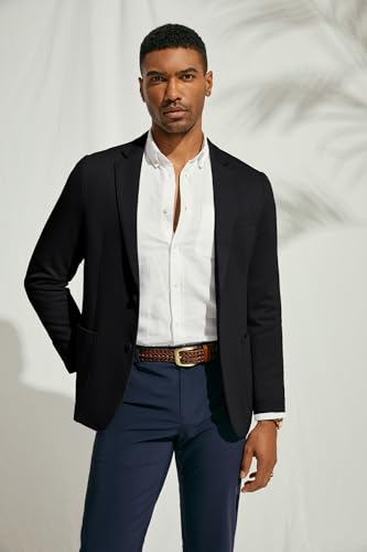 PJ PAUL JONES Mens Casual Blazer Notch Lapel 2 Buttons Sport Coats Suit Jacket for Wedding Black XL