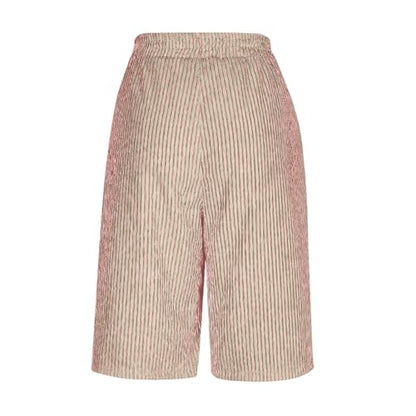 Linen Knee Length Shorts Women Athletic Straight High Waisted Casual Bermuda Shorts Trendy Xs with Pockets Button Down Flowy Women's Linen Pants Summer Wide Leg Spring Solid Baggy Outfits Pink L