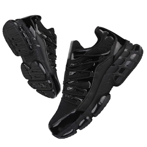 LIANGGO Steel Toe Shoes for Men Women Composite Toe Safety Work Non Slip Industrial Air Cushion Tennis Sneakers Black 38.5