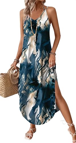Summer Dresses for Women Vacation Maxi Dress Sundresses Halter Dress Hawaiian Long Maxi Dresses 2026 Beach Vacation Clothes Wedding Guest Cruise Outfits Travel Floral Graduation S
