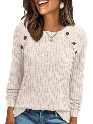 AUTOMET Womens Long Sleeve T Shirts Business Casual Tunic Work Tops Spring Plus Size Sweaters Date Night Outfits 2026 Dressy Blouses Apricot S