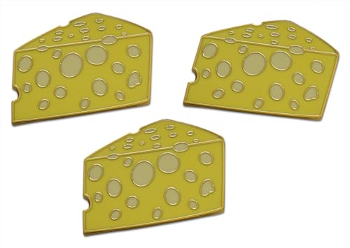 Novel Merk Swiss, Brie, & Other – Cheese Lapel Pin, Hat Pin & Tie Tack Set - with Clutch Back (3- Swiss), Medium, Yellow