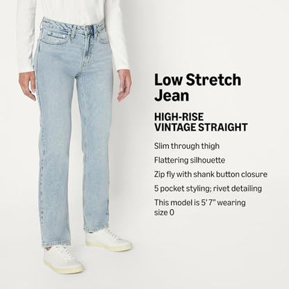 Amazon Essentials Women's High-Rise Straight Leg Jean, Iced Light Wash, 12