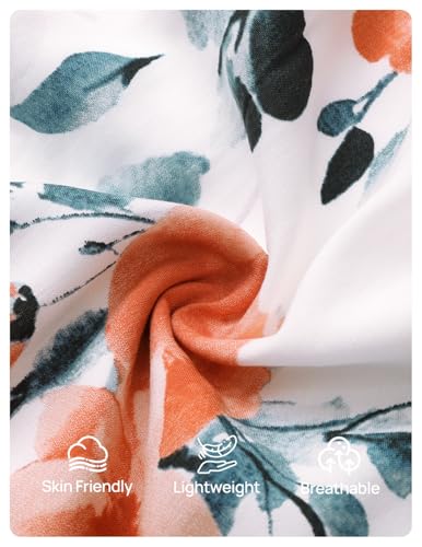 ZESICA Women's 2026 Summer Spring Floral Boho Maxi Dresses Casual Short Sleeve V Neck A Line Flowy Beach Vacation Dress Ivory Medium