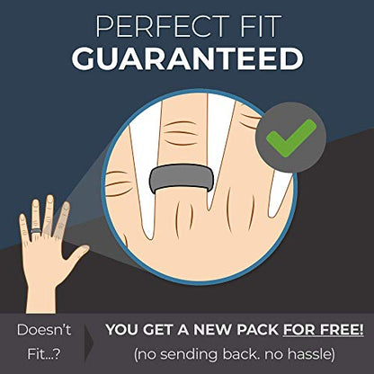 ThunderFit Unisex Silicone Wedding Rings, Rubber Engagement Bands 6mm Wide 1.65mm Thick - 1/2/3/4/5/6/7 Variety Multipack (Pack U - Size 8.5-9 (19.40mm))