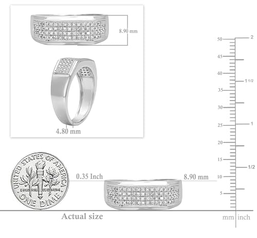 Dazzlingrock Collection 0.40 Carat (Cttw) Sterling Silver Round White Diamond Men's Micropave Hip Hop Wedding Band, Size 8.5