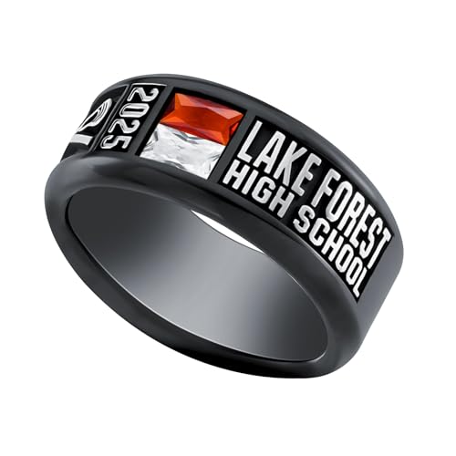 MEIDERBO Personalized Class Ring High School College Custom Birthstone Ring 925 Sterling Silver Engraved 2025 Graduation Jewelry Gift for Men Size 4-15