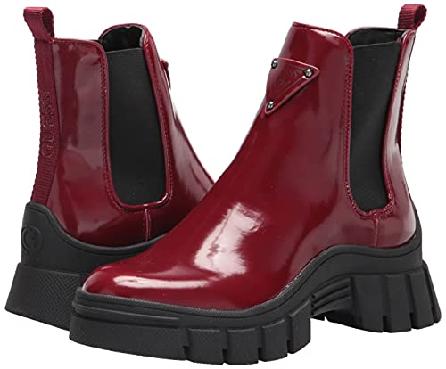GUESS Women's Hestia Combat Boot, Red, 8.5