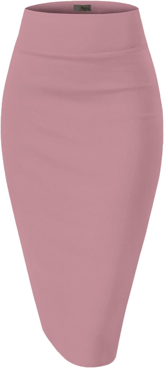 Women's High Waist Pencil Skirt - Premium Stretch Ponte Business Professional Below Knee 1073t-rose