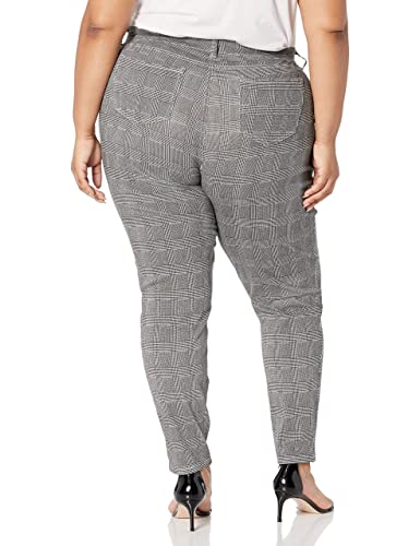 Amazon Essentials Women's Pull-On Mid Rise Stretchy Knit Jegging (Available in Plus Size), Black Grey Glen Plaid, Large