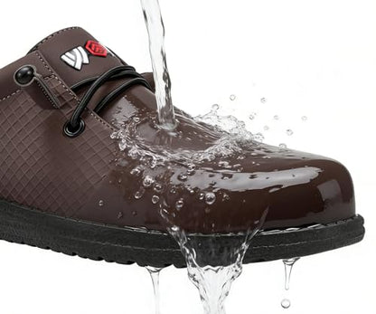 LARNMERN Slip On Steel Toe Shoes Men Loafers Waterproof Work Safety Lightweight Comfortable Walking Sneakers(10 Men, Dark Brown)