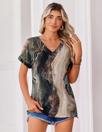Zeagoo Womens Summer Tops Casual V Neck T-Shirts Short Sleeve Blouses Dressy Cute Mother s Day Gifts 2026