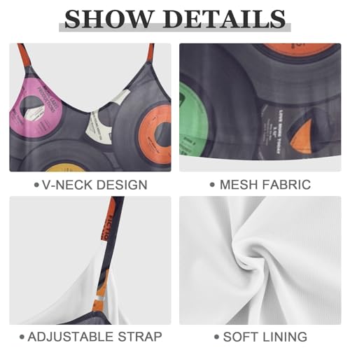 Women's Vinyl Records Print Summer Dress - Sleeveless Halter Sundress with Pockets