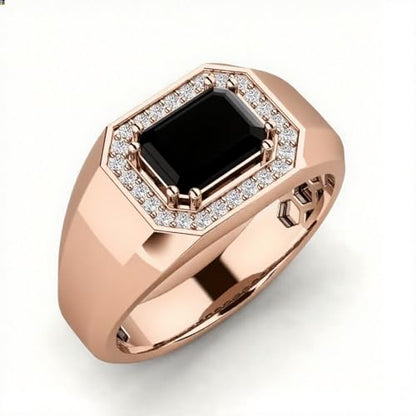 10K 14K 18K Solid Gold Black Onyx Ring for Men Black Onyx Stone Signet Ring Gemstone Rings Anniversary Jewelry for Him